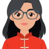 Illustration of a woman in glasses and red attire